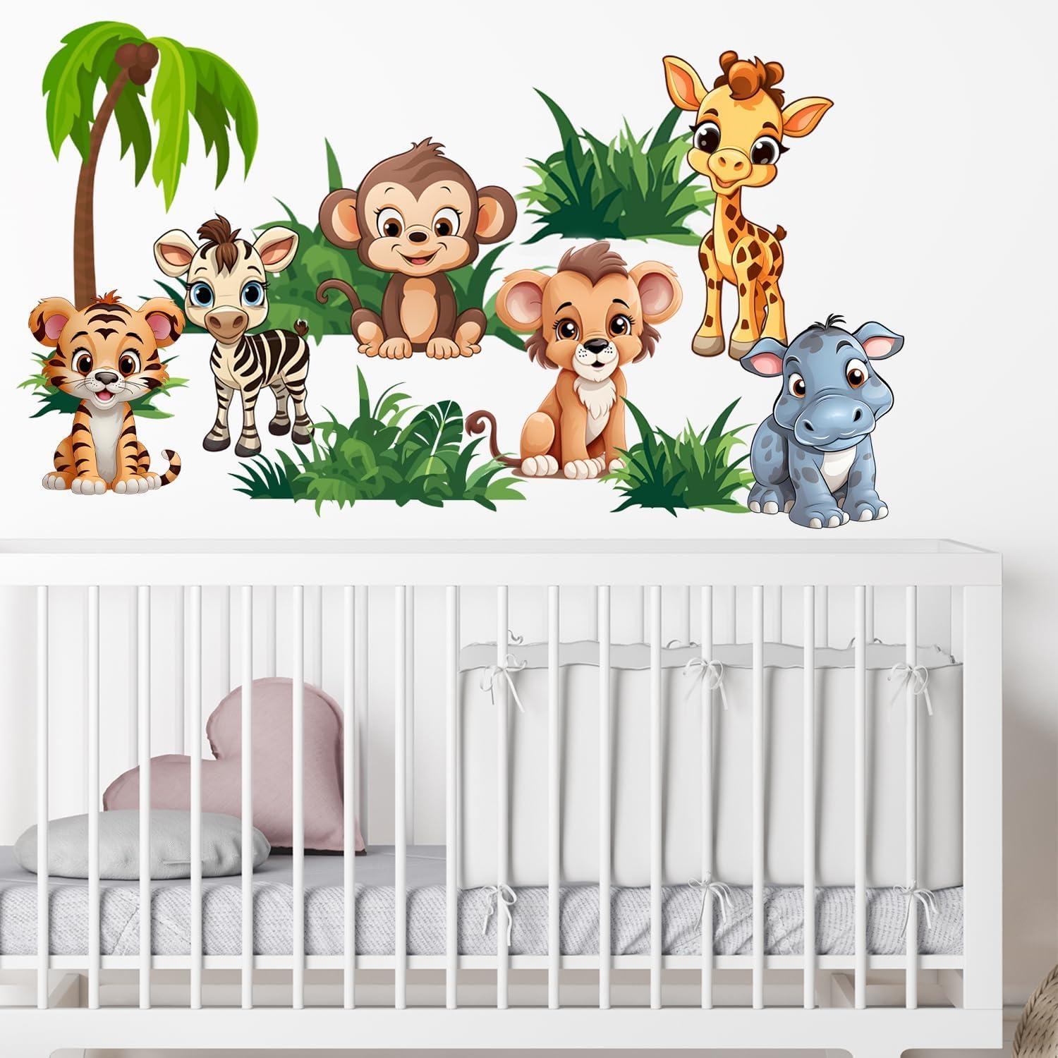 Premium Vinyl Jungle Animal Wall Decals for Nursery & Kids' Room