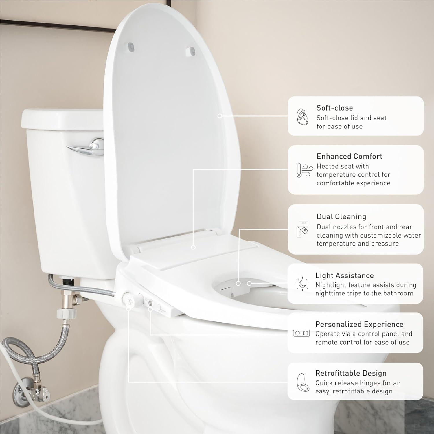 3-Series Electronic Bidet Seat with Remote Control in Biscuit