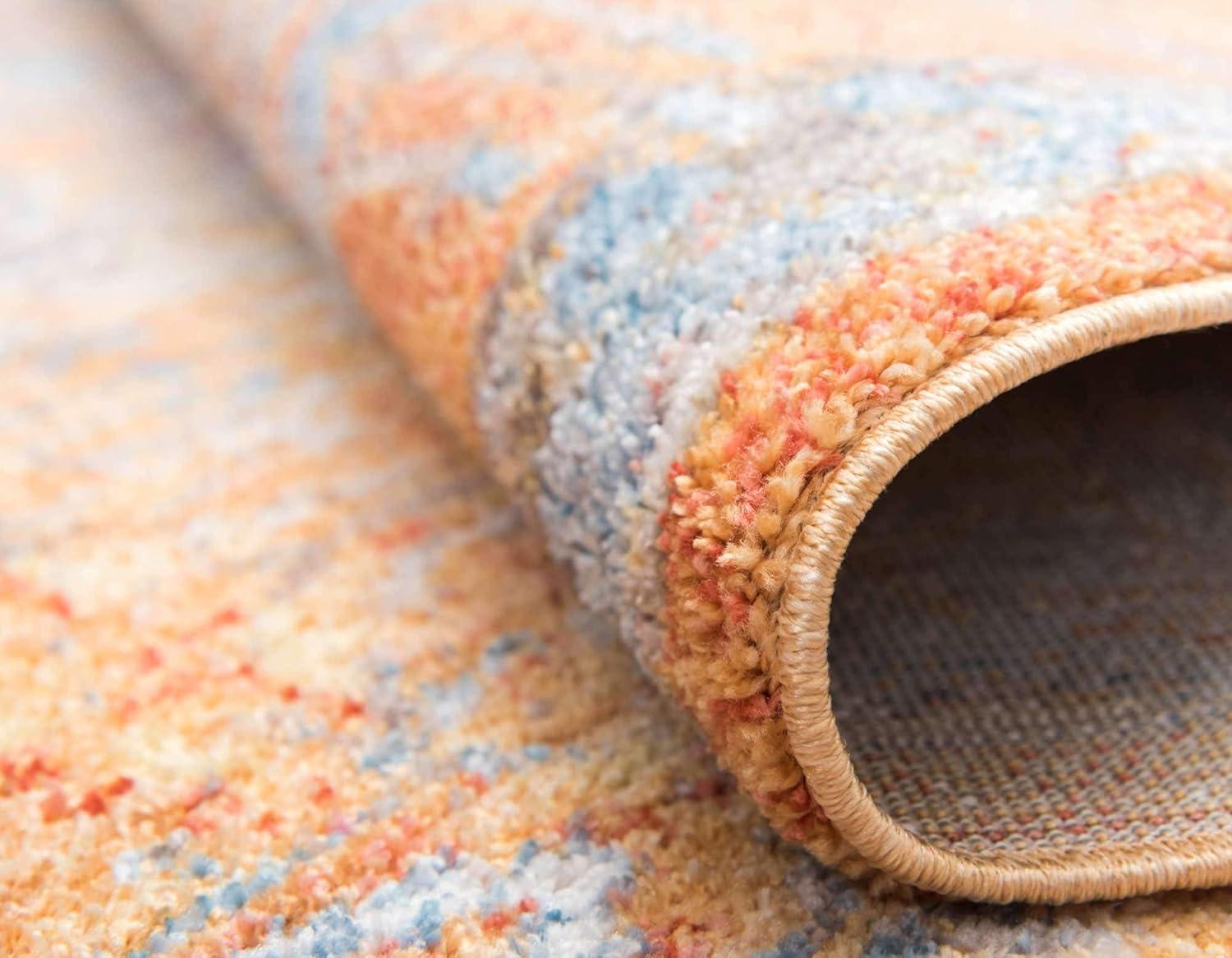 Unique Loom Williamsburg Brighton Rug Red/Beige 8' Square Border Bohemian Perfect For Dining Room Living Room Bed Room