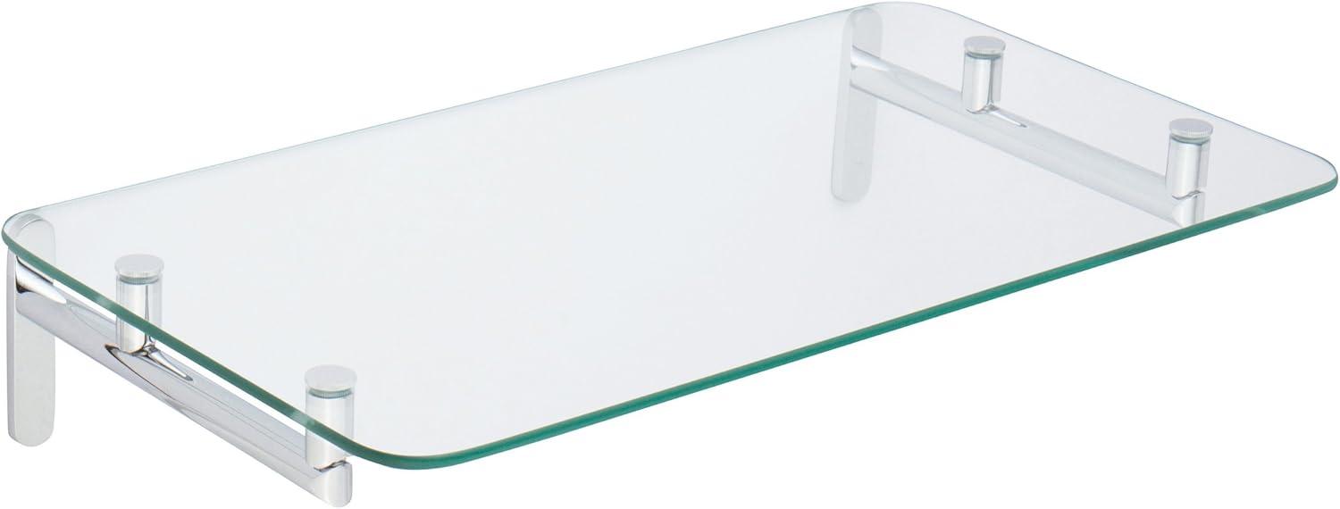 Polished Chrome 24" Tempered Glass Hotel Bathroom Shelf