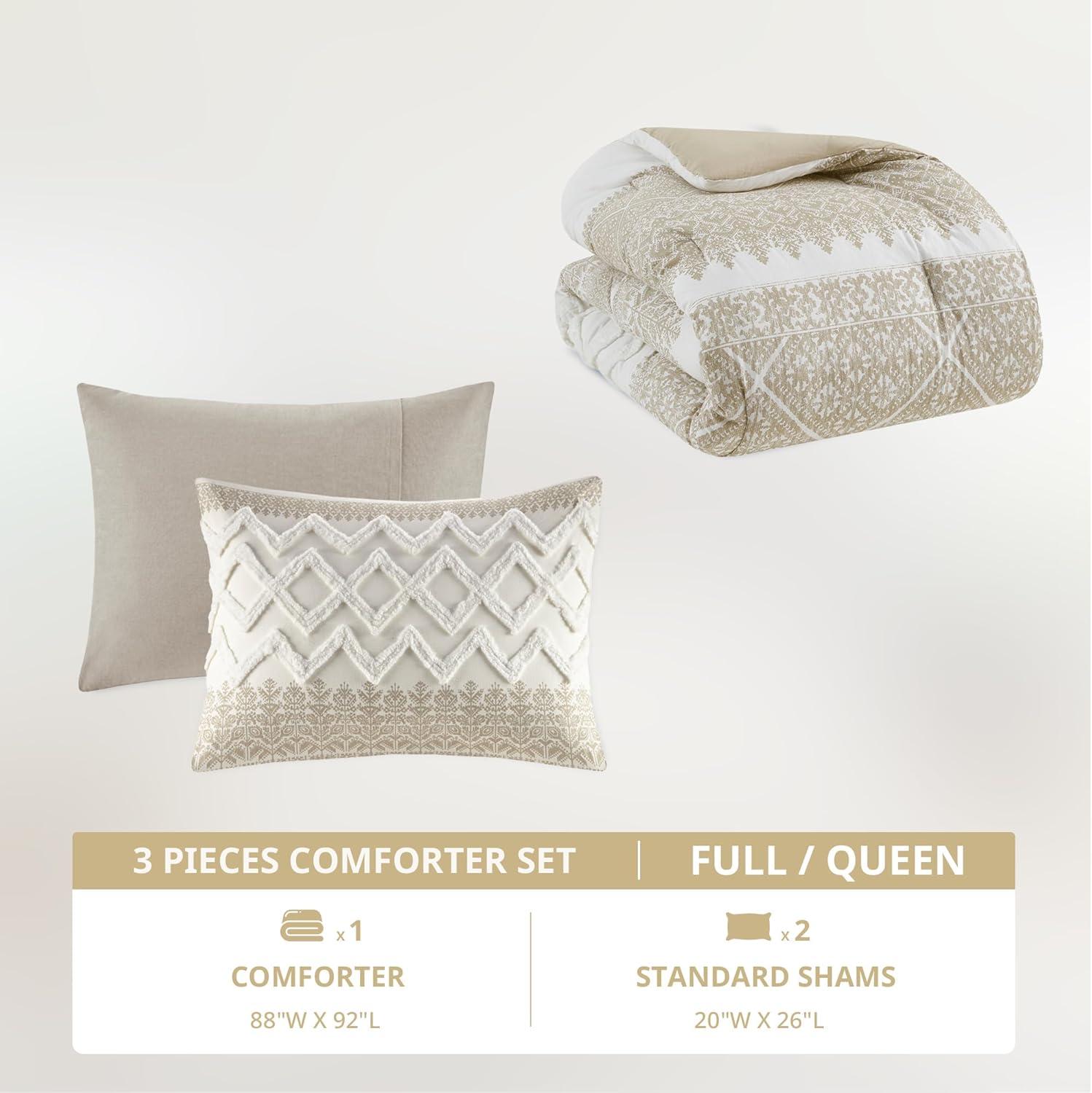 INK+IVY Mila 3 Piece Cotton Comforter Set with Chenille Tufting