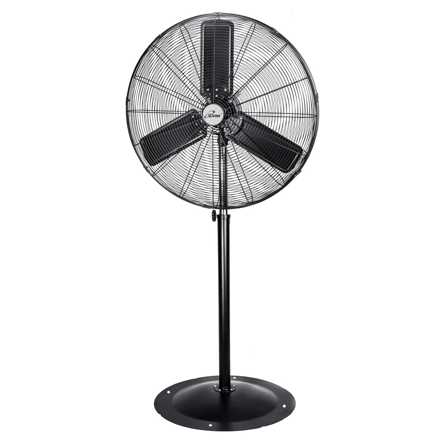 iLIVING iLIVING ILG8P31-93 30" Commercial Pedestal Oscillating Fan - Shop, Garage, Warehouse - 120V, 1.8A , 8400 CFM