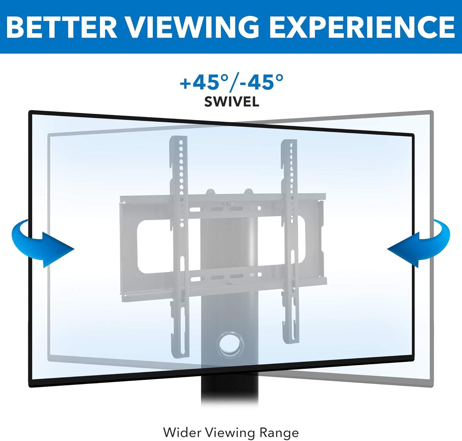Mount-it Mount-It! Height Adjustable Floor TV Stand with Mount and Tempered Glass Shelves | Fits 32 - 55 in.