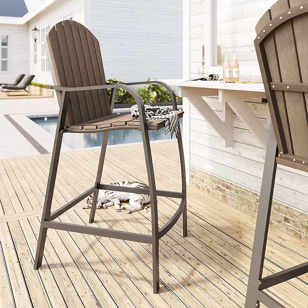 2pc Outdoor Counter Height Bar Stools - Brown - Crestlive Products: Aluminum Frame, Weather-Resistant Patio Seating