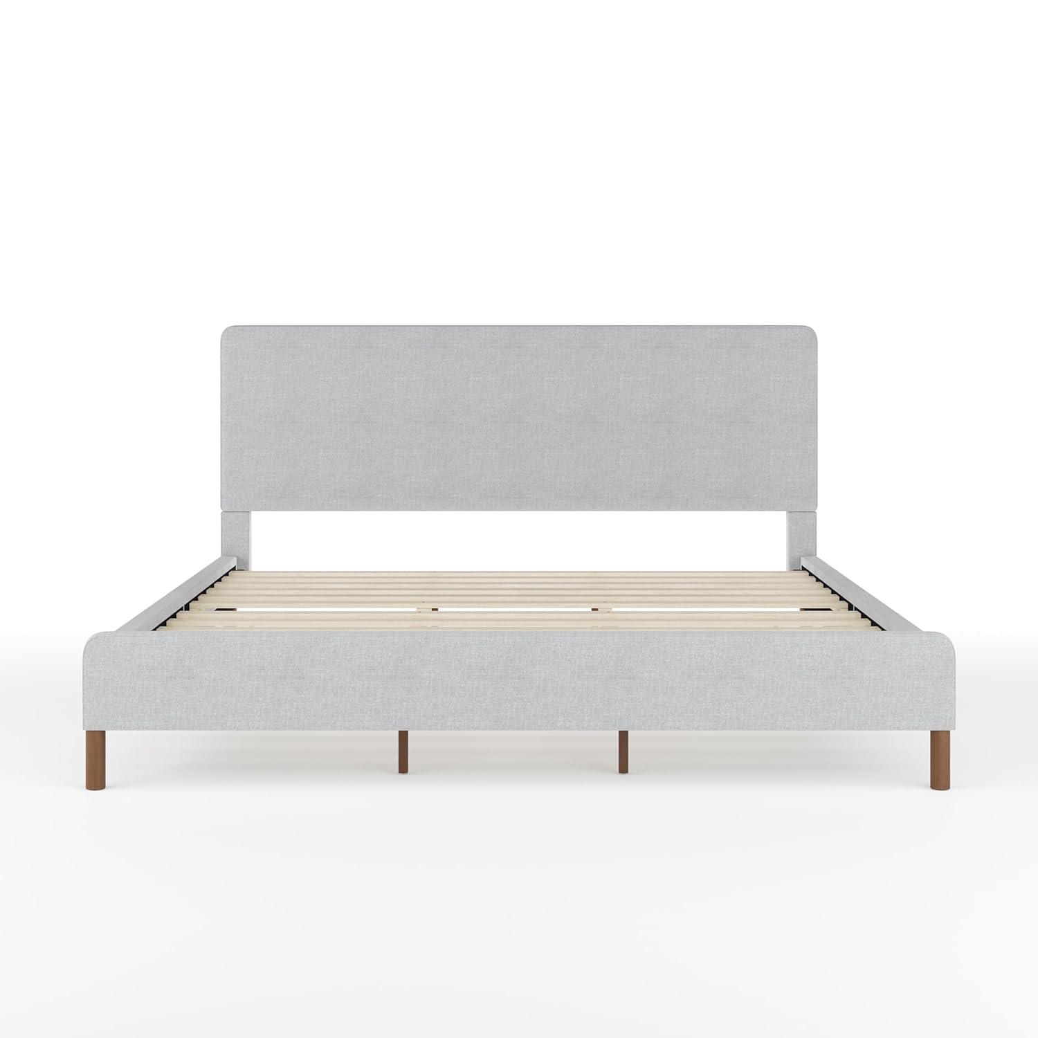 Martha Stewart Martha Stewart Britta Upholstered Platform Bed With Piped Detail Headboard
