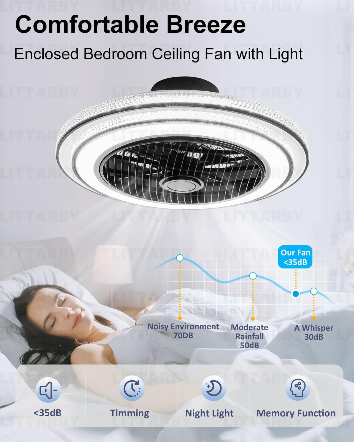 Ceiling Fans with Lights and Remote, 24 Inch Reversible Black Modern Dimmable 3CCT Flush Mount Ceiling Fans, Small Low Profile Ceiling Fan with Light for Bedroom, Kitchen, Living/Kids/Dining Room