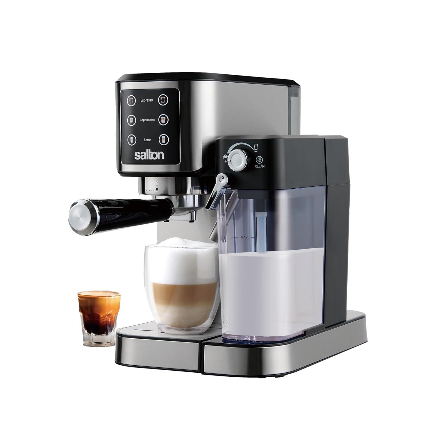Salton Salton 3-in-1 Espresso, Cappuccino & Latte Machine with Milk Removable Container