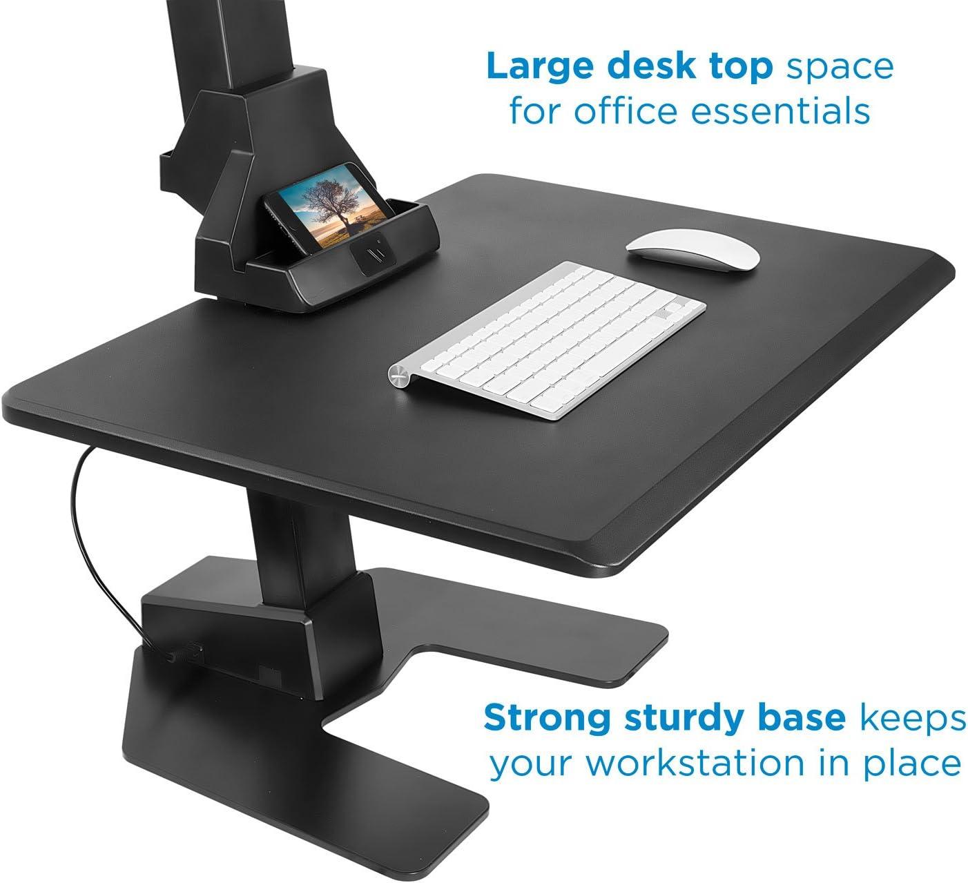 Mount-It Electric Standing Desk Converter, Tabletop Stand Desk w/ Monitor Mount, 28" Wide Platform