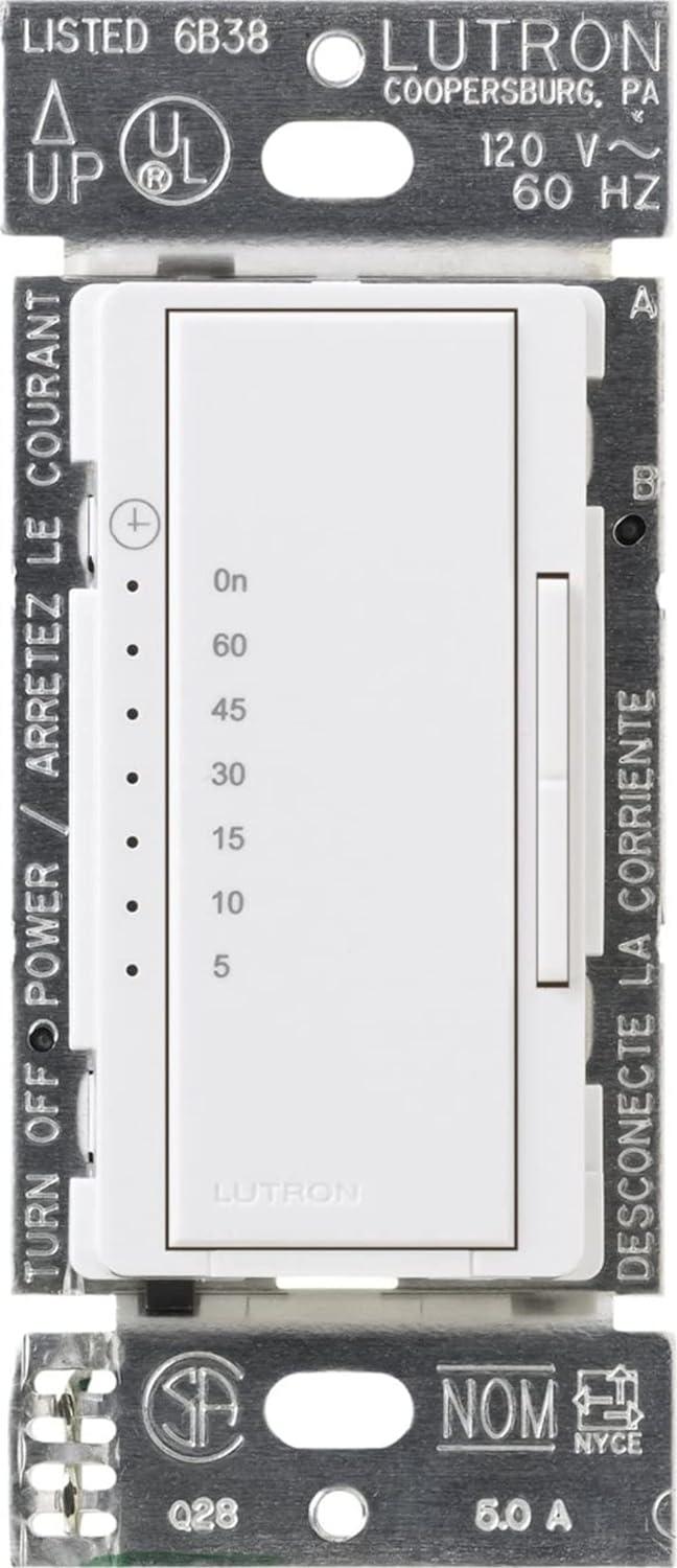 Lutron MA-T51MN-WH Timer Switch for Halogen and Incandescent Bulbs. Multi-Location, White