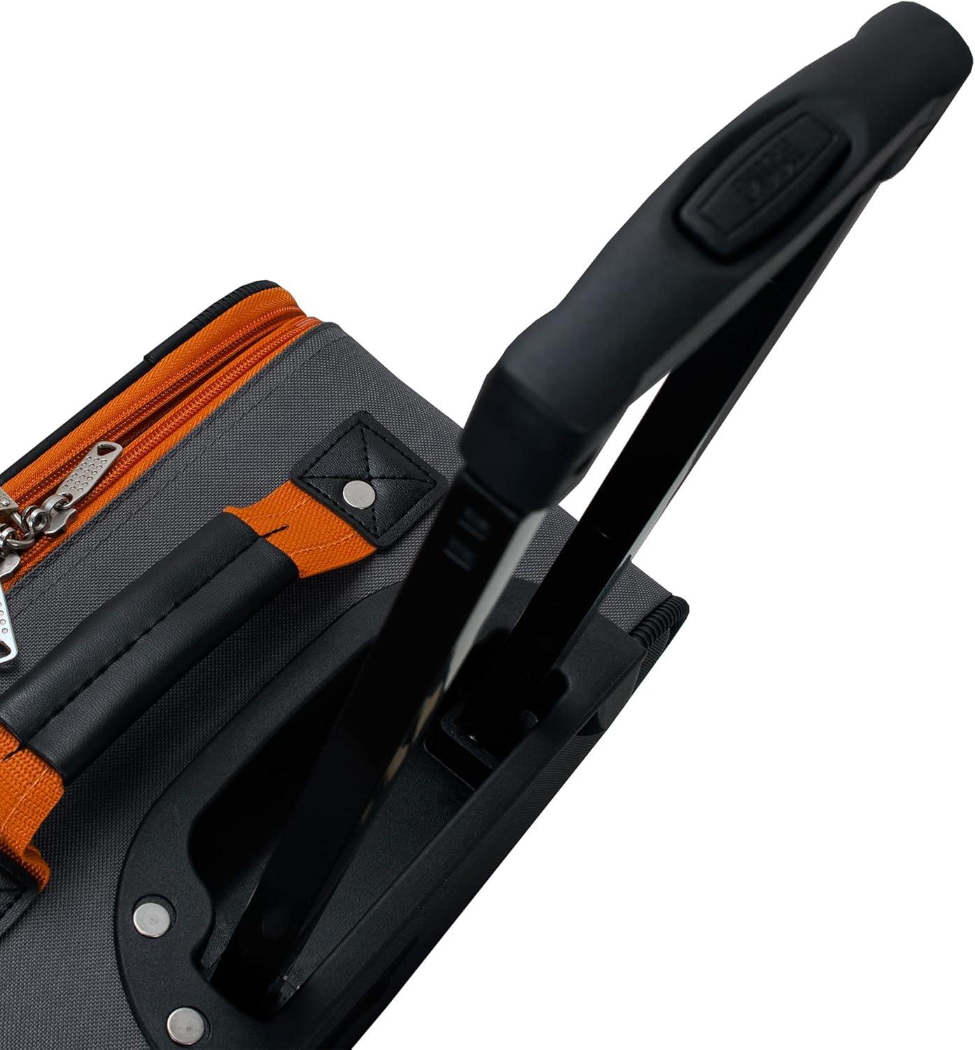 Charcoal Softside 4-Piece Spinner Luggage Set with Orange Trim