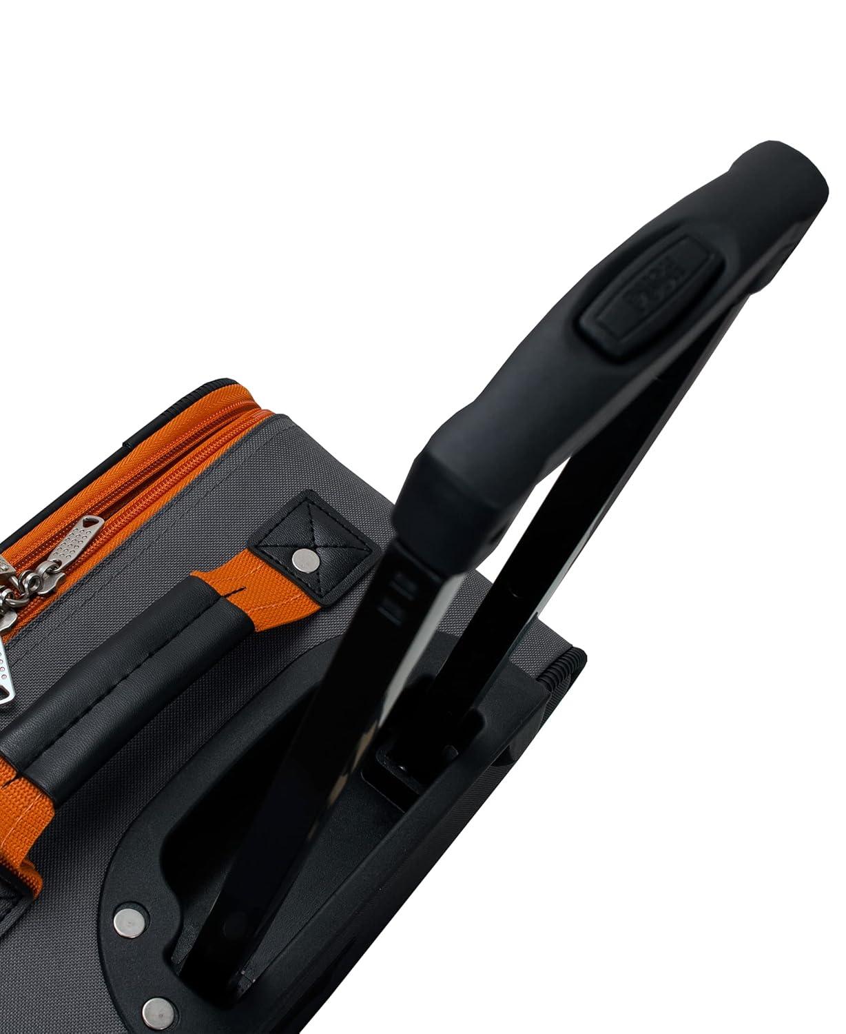 Charcoal Softside 4-Piece Spinner Luggage Set with Orange Trim