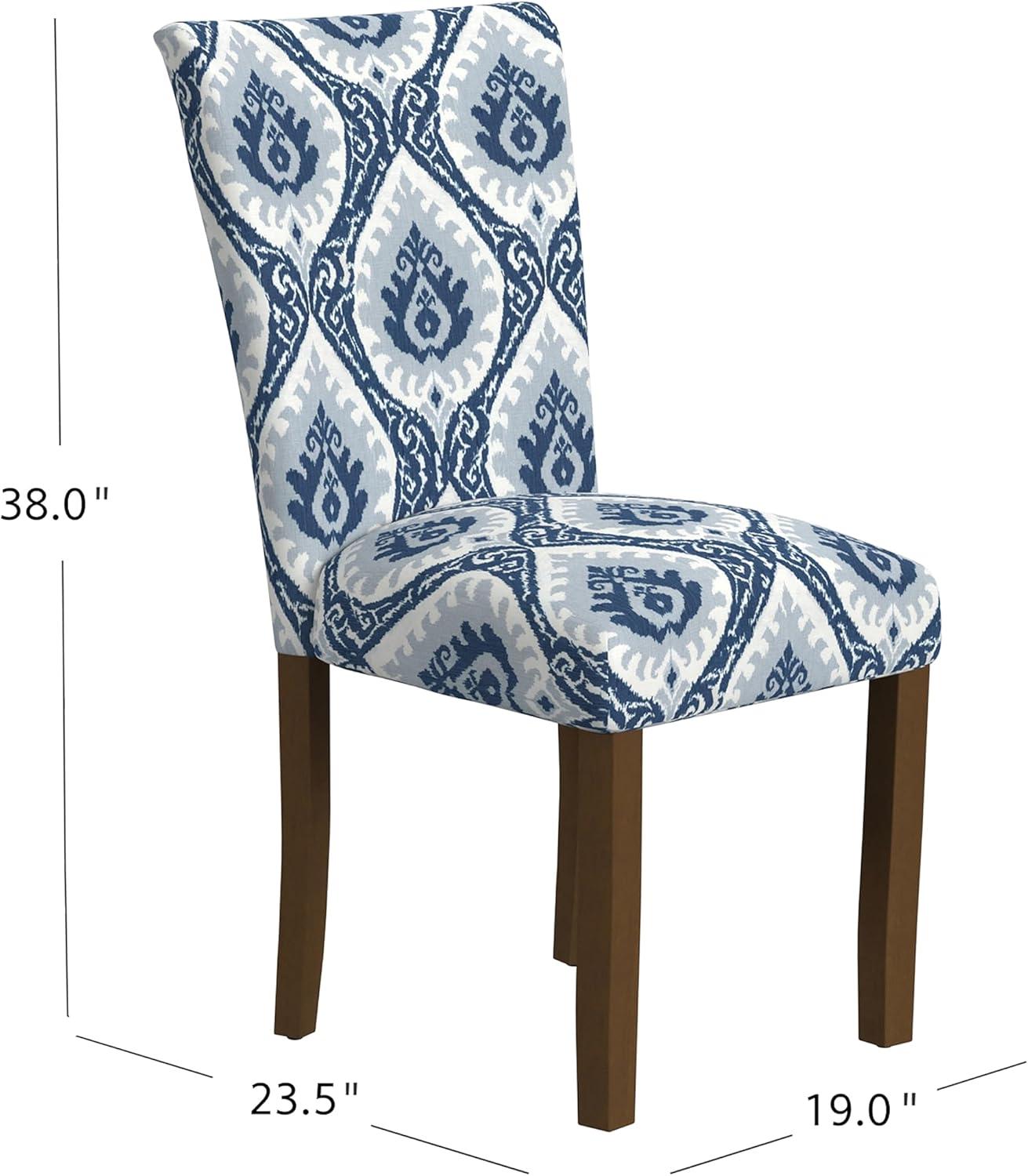 Classic Parsons Dining Chairs, Pack of 2, Blue Ikat Medallion Print