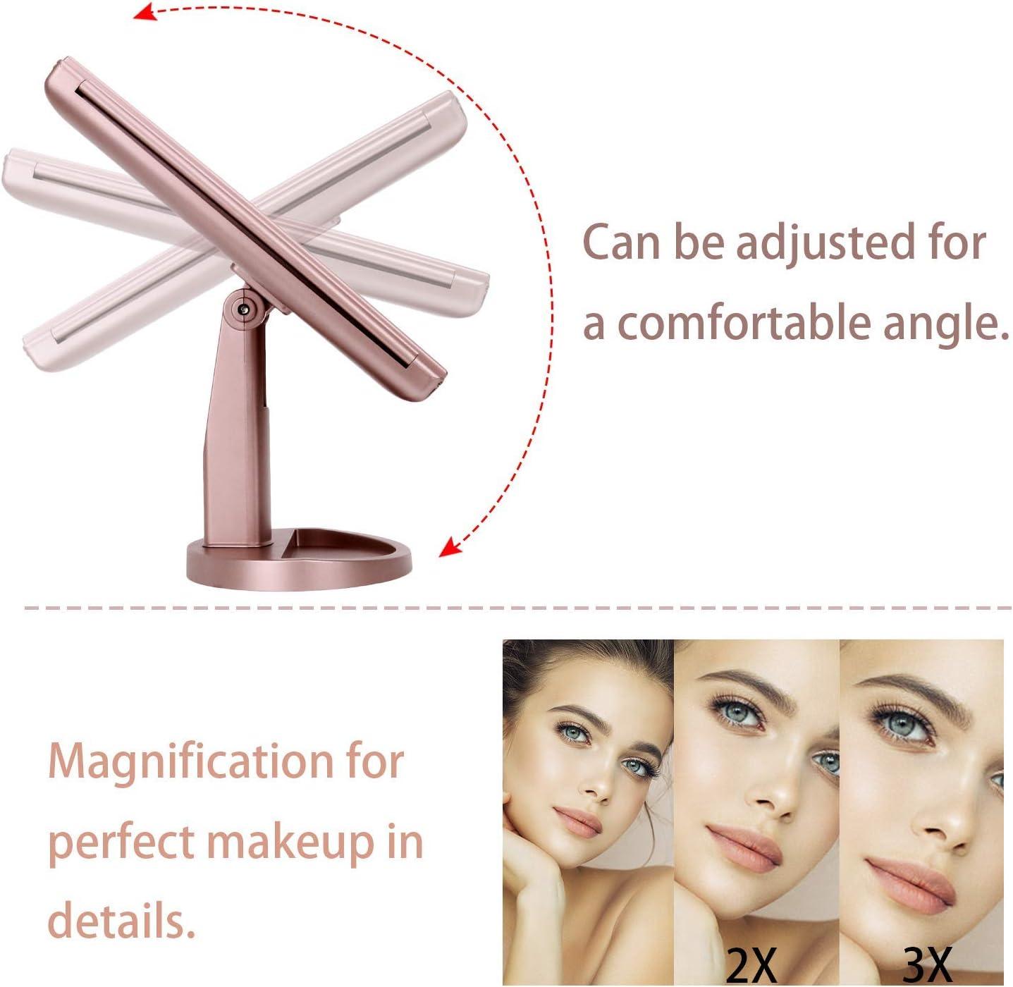 Dresser Mount Tri-Fold Lighted Vanity Mirror with 21 LED Lights