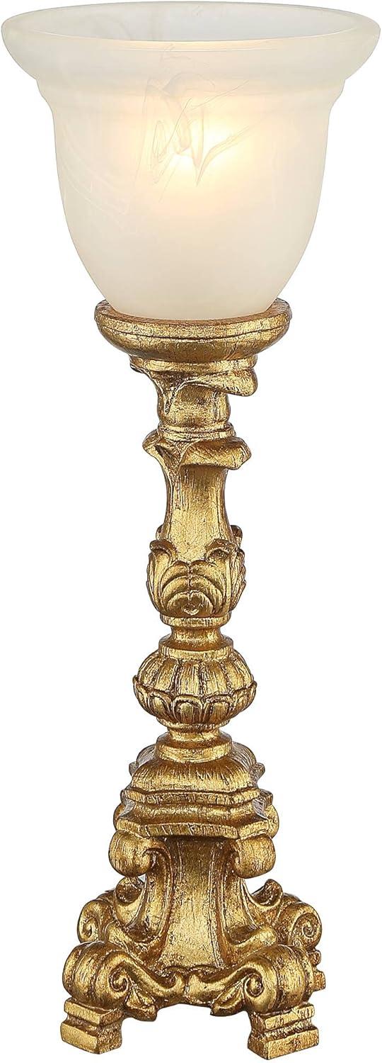 Regency Hill Traditional Accent Table Lamp 18" High French Gold Uplight Alabaster Glass Shade Living Room Bedroom House Bedside