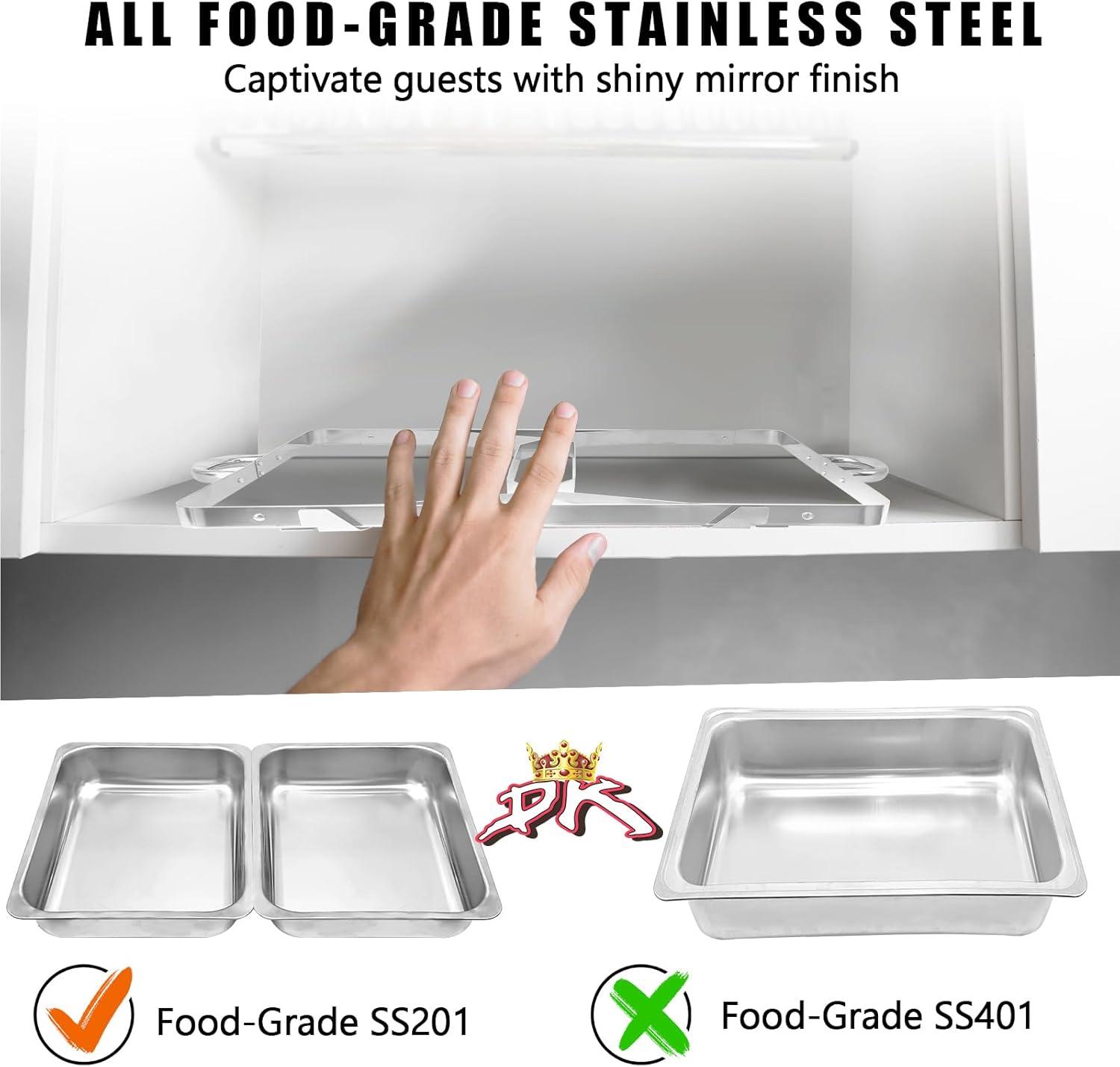 The Party Aisle™ Chafing Dishes For Buffet 4 Pack, 8 Qt Stainless Steel Chafers And Buffet Warmers Sets With Lid, Rectangle Serving Food Warmer Catering Supplies Buffet Display For Parties