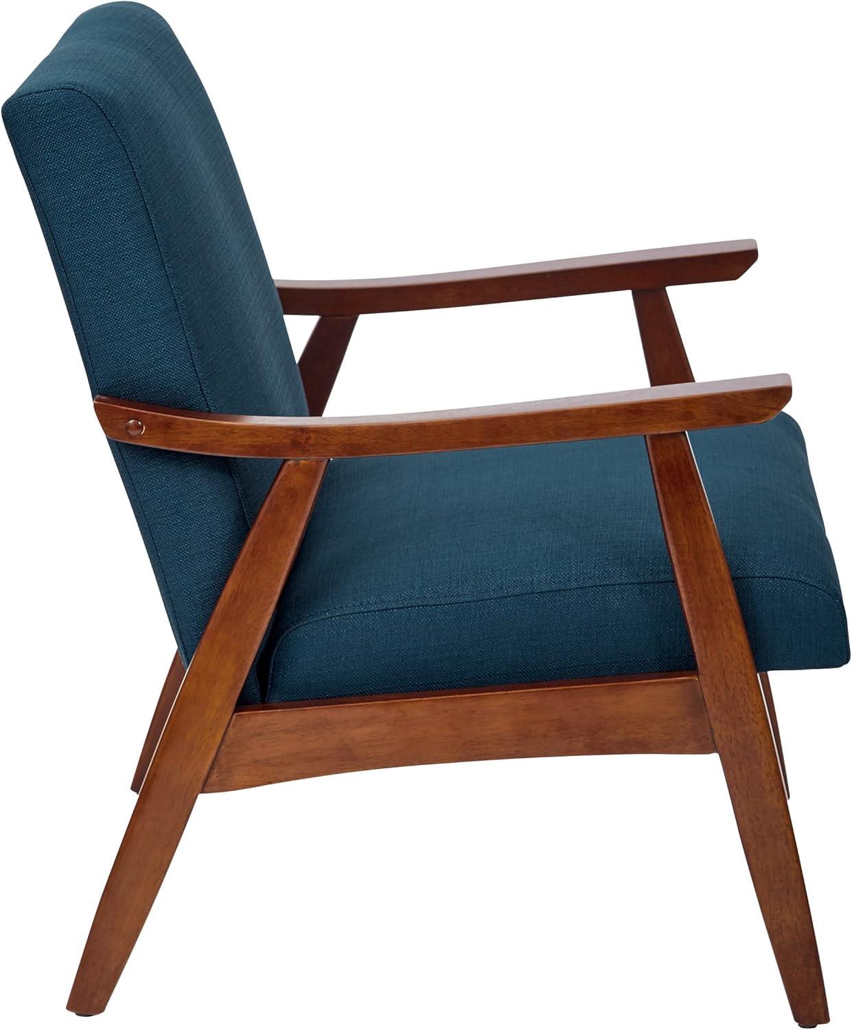 Mid-Century Modern Davis Accent Chair in Klein Azure with Wood Frame