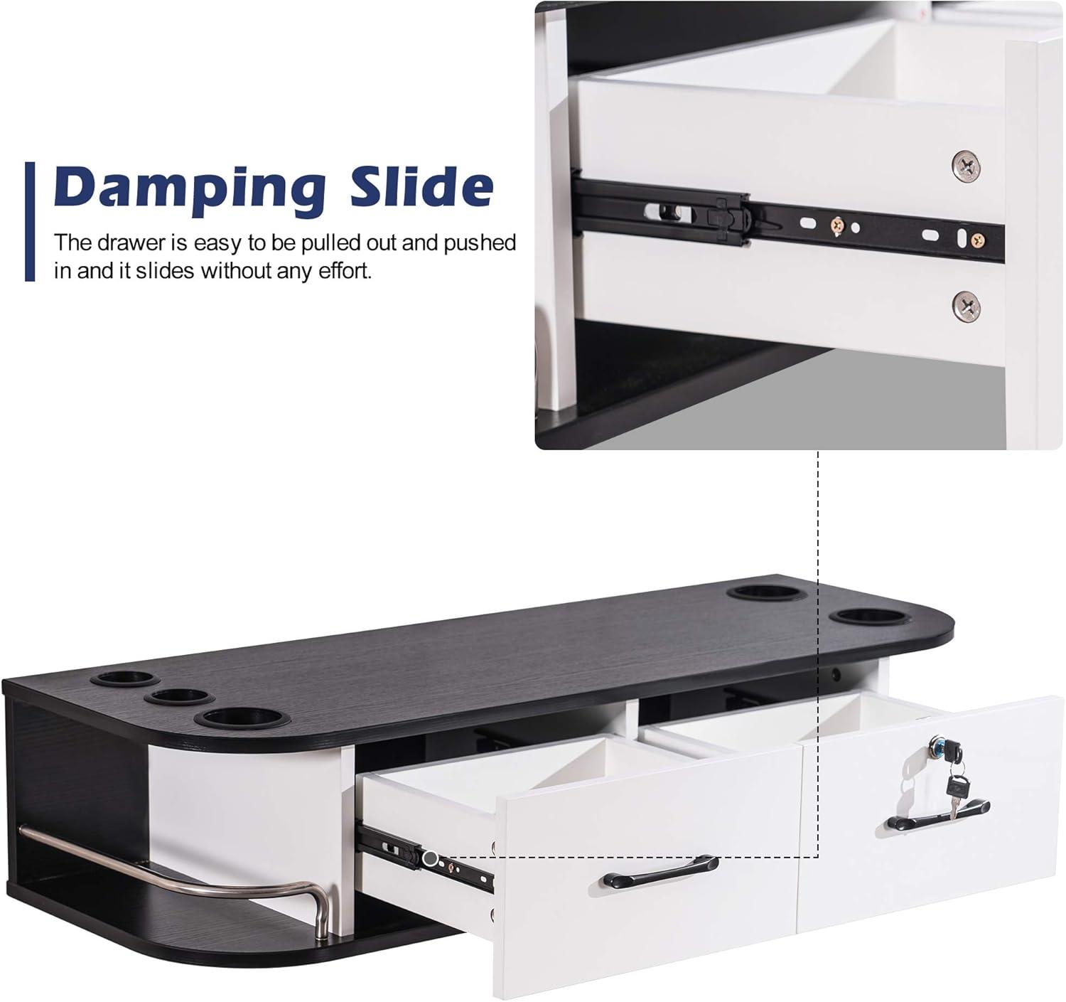 BarberPub Locking Wall Mount Styling Station Barber Beauty PB Style 42''L*9''H Equipment 5012