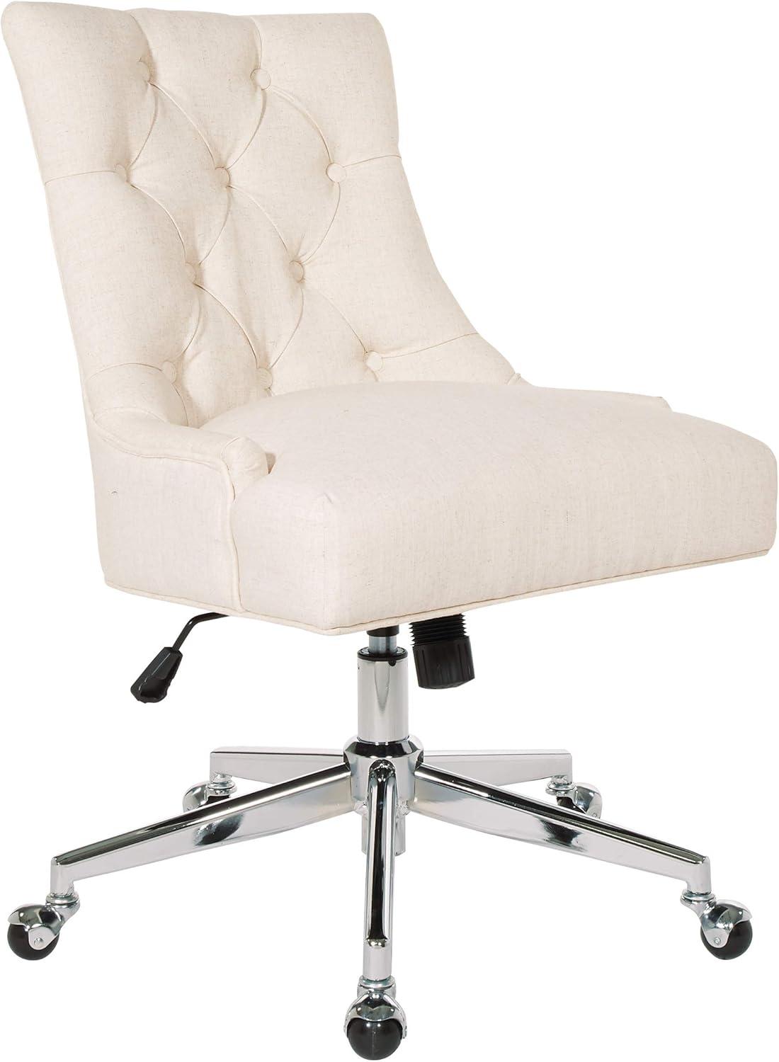 Amelia Office Chair Linen - OSP Home Furnishings: Swivel, Tufted, Adjustable Height, Metal Frame, No Arms