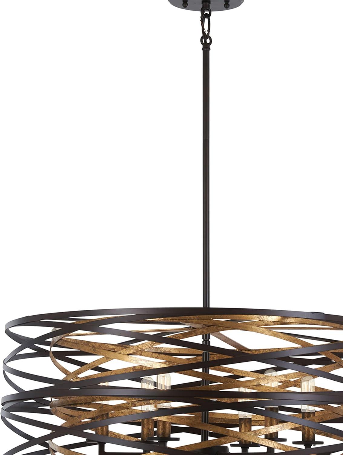 Minka Lavery Dark Bronze Mosaic Gold Chandelier 26" Wide Modern 6-Light Fixture for Dining Room House Foyer Kitchen Entryway Home