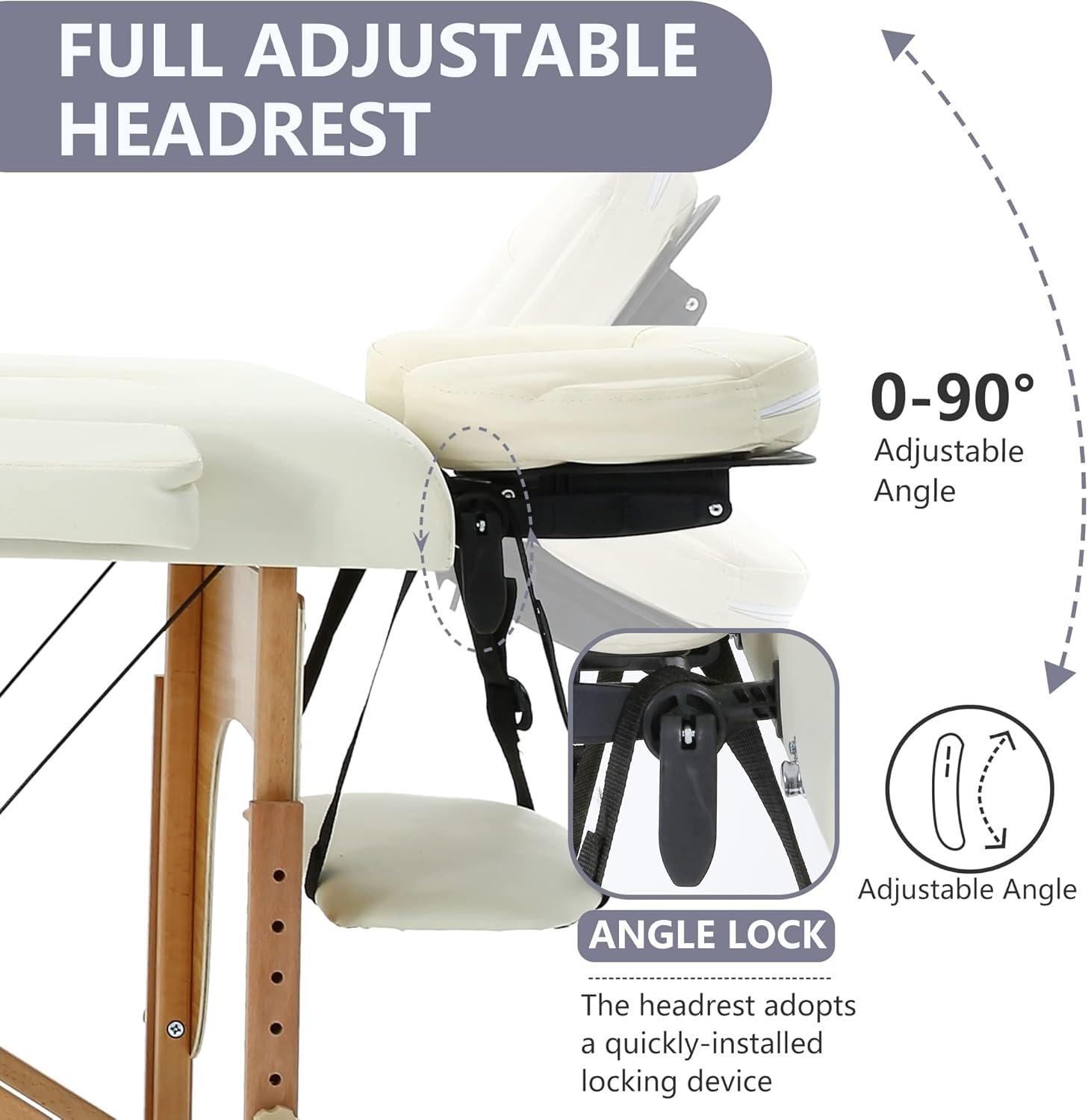 BestMassage Massage Bed Portable Massage Table 2 Folding Lash Bed Height Adjustable 24 Inch Wide Spa Table with Non-Woven Bag for Spa Footmassage Facial CareSpa Tattoo