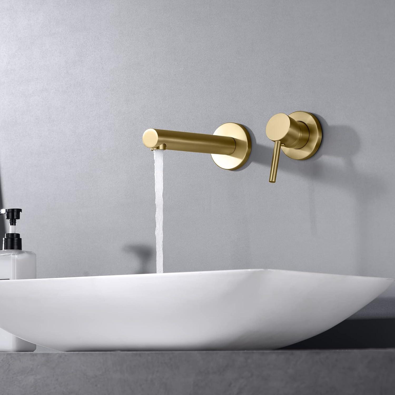 Bathroom Sink Faucet, Ssingle Handle Wall Mount Lavatory Faucet, Bathroom Vanity Faucet With Brass Rough-in Valve