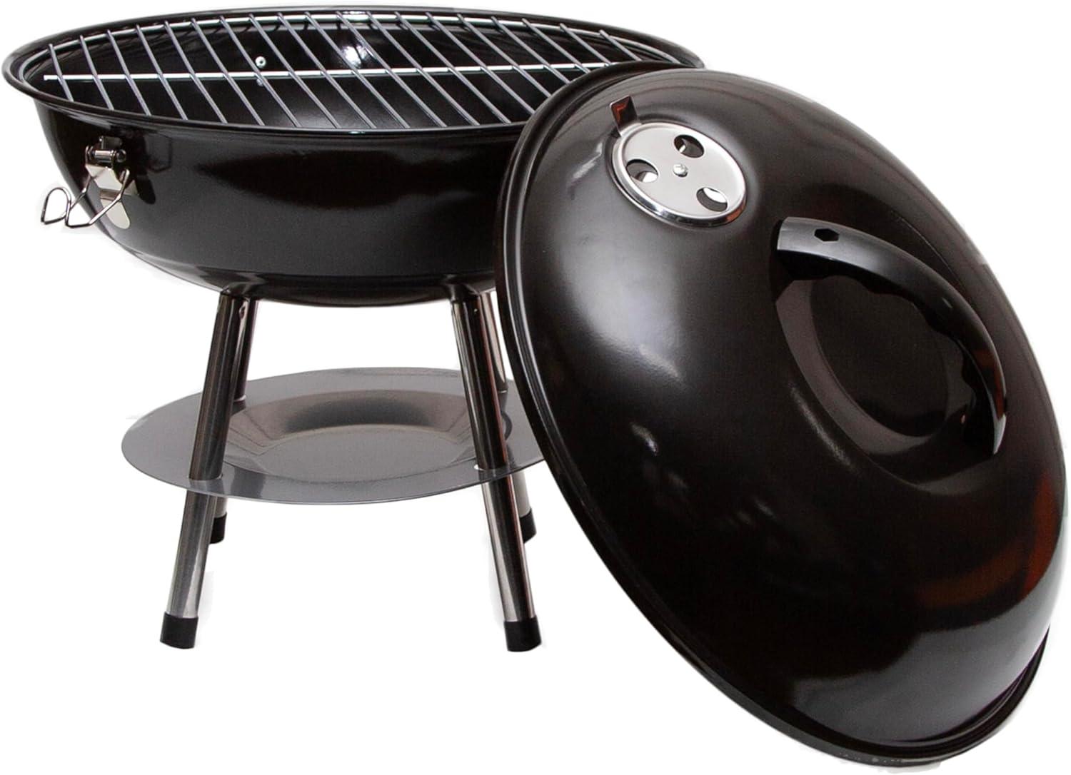 Stansport Portable 13.5" Charcoal Tabletop Grill, Dual Vent System, Ash Plate