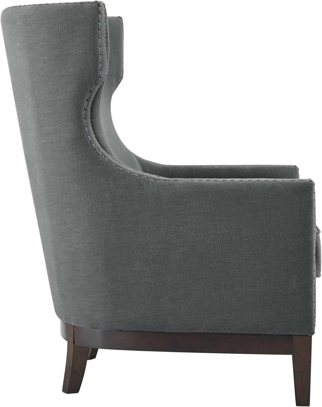 Steve Silver Roswell Gray Linen Accent Chair with Nailhead Trim