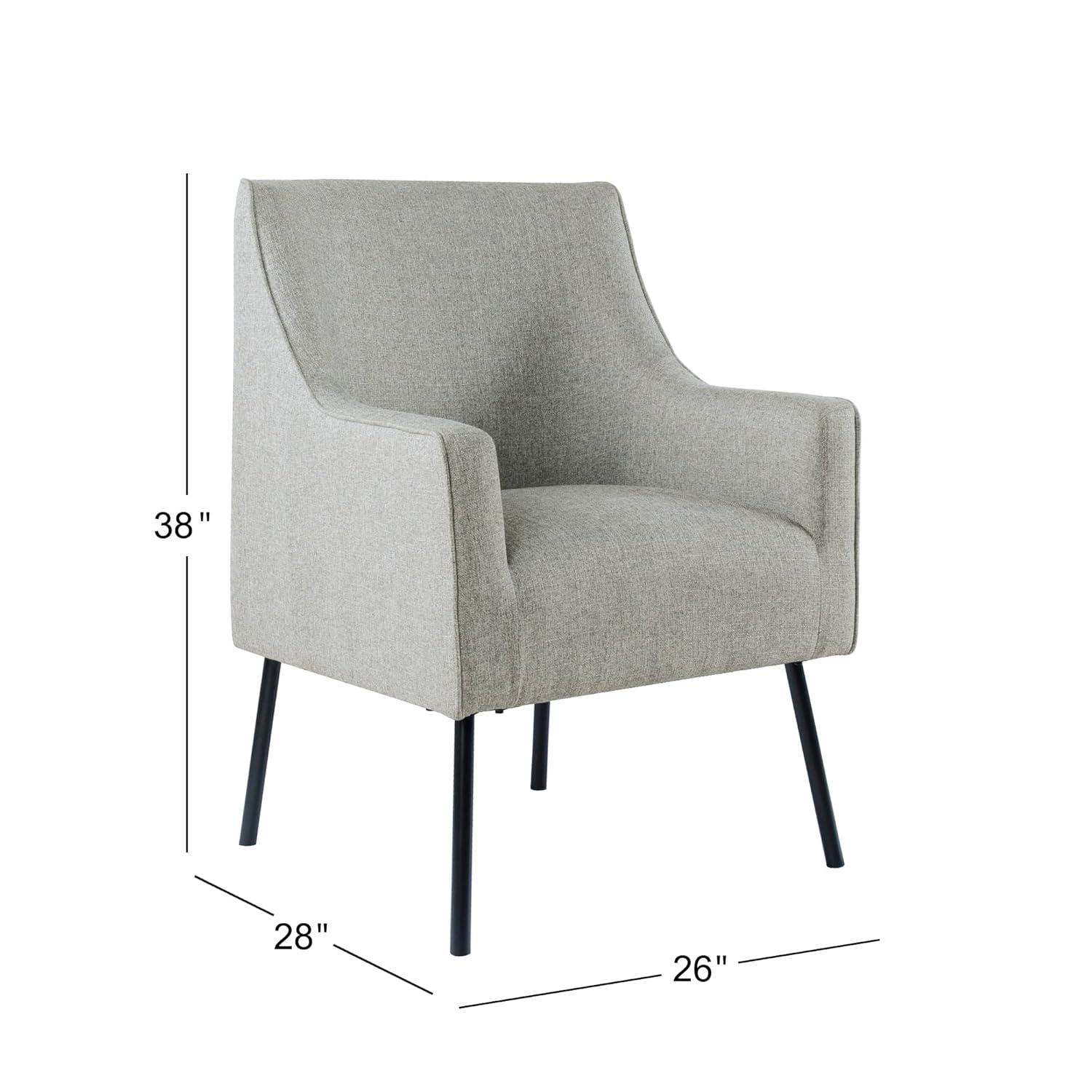 Modern Accent Chair Gray Woven - HomePop: Upholstered, Metal Legs, Matte Black Finish