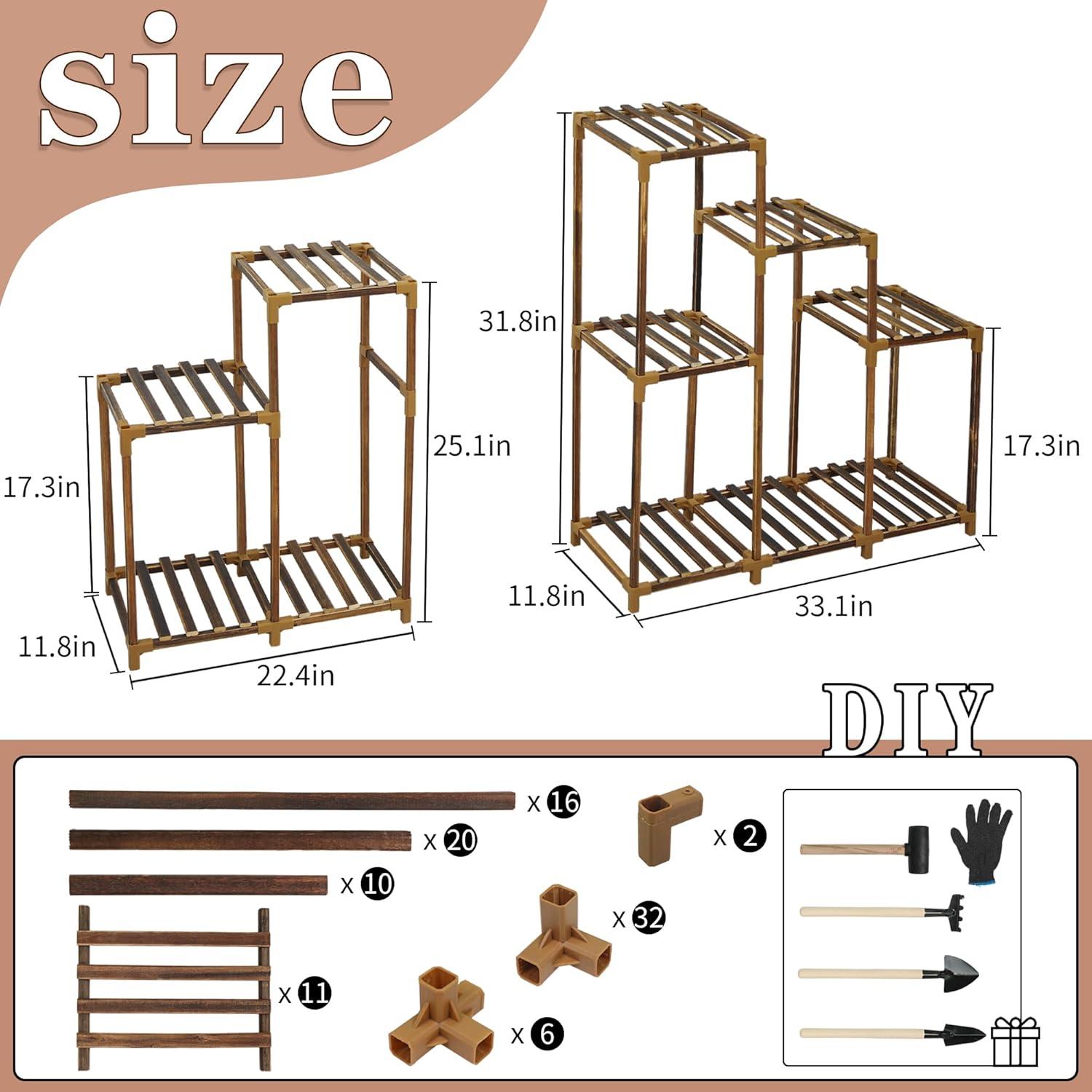 HOMKIRT Plant Stand Indoor Outdoor, 11 Tier Corner Plant Shelf With Upgraded Space For Tall Plants Large Wooden Plant Rack Holder Ladder Plant Organizer For Patio Porch Garden Living Room