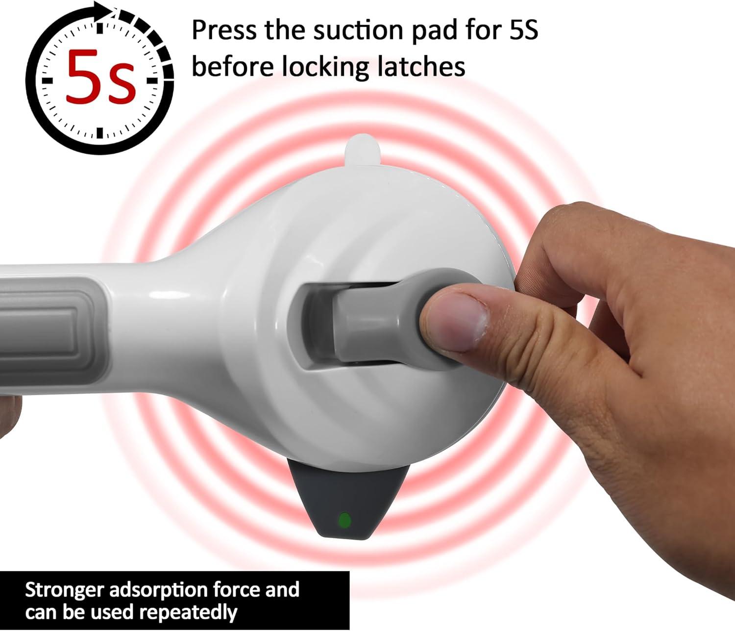 Grab Bars for Bathtubs and Showers, 2 Pack 16.8 Inch Shower Handles, Strong Suction Grab Bar for Shower, Anti-Slip Shower Grab Bars for Seniors, Bathroom Handicap Grab Bars with Indicators