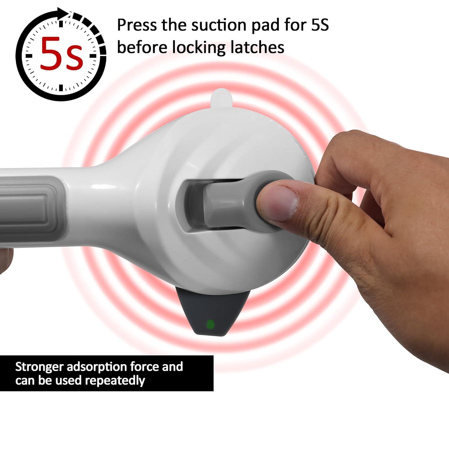 Grab Bars for Bathtubs and Showers, 2 Pack 16.8 Inch Shower Handles, Strong Suction Grab Bar for Shower, Anti-Slip Shower Grab Bars for Seniors, Bathroom Handicap Grab Bars with Indicators