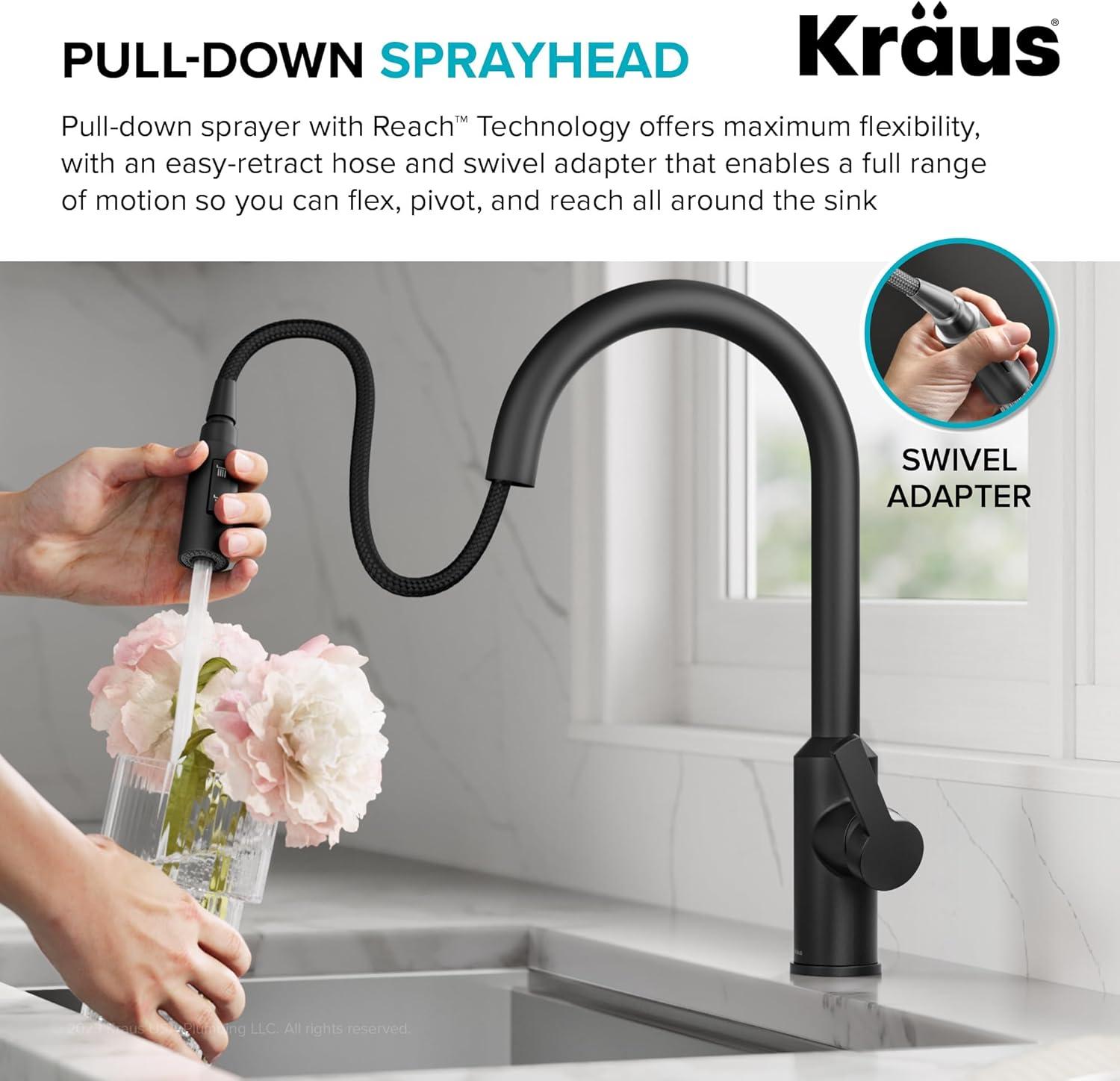 KRAUS Oletto Touchless Sensor Pull-Down Single Handle Kitchen Faucet