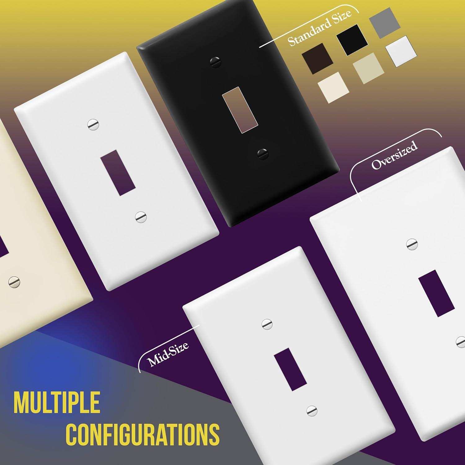 ENERLITES Jumbo Toggle Light Switch Wall Plate, Oversized 1-Gang, Unbreakable Polycarbonate Thermoplastic, 8811O-W, White