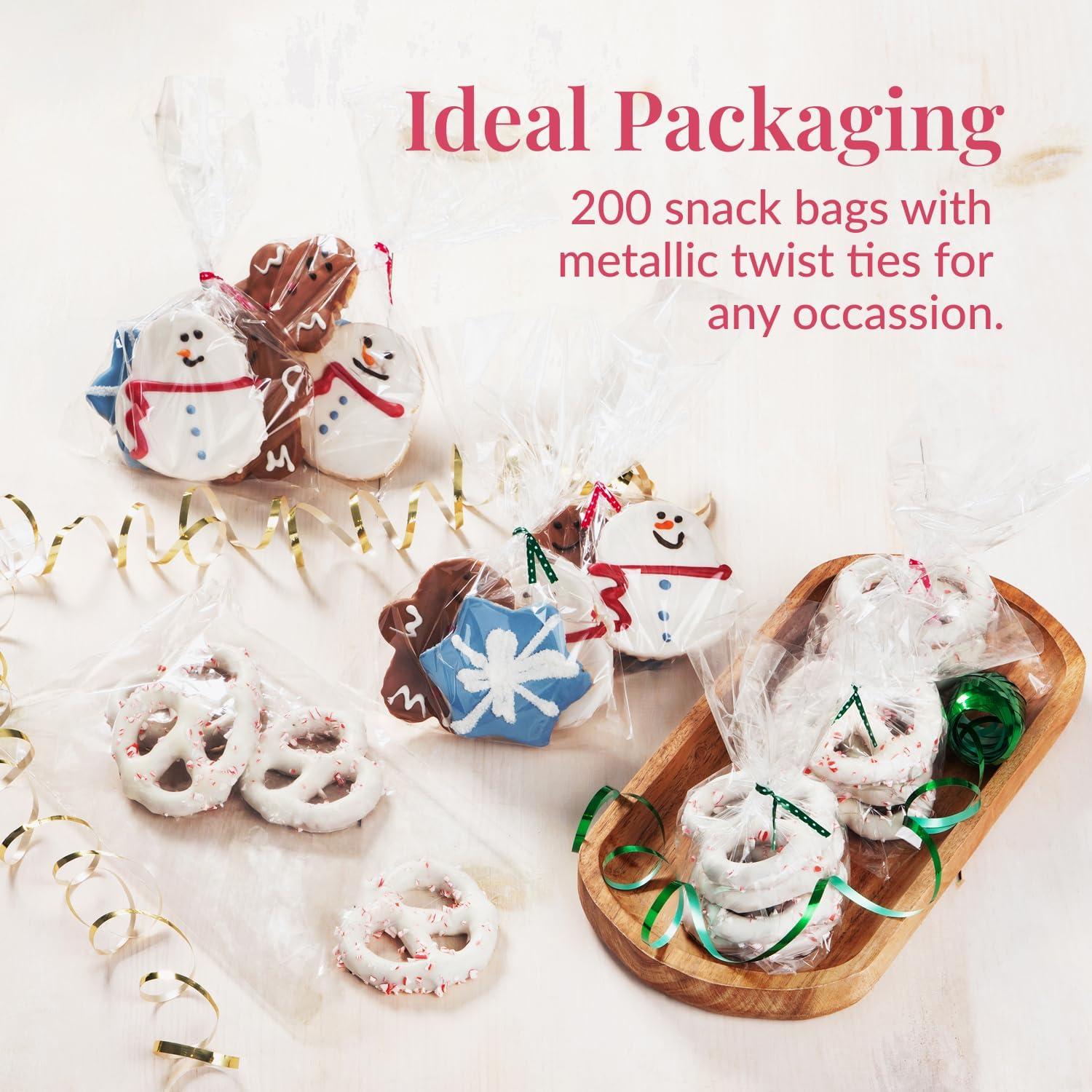 Prestee 200pk Self-Sealing Clear Plastic Cellophane Bags, 6x10 Goody Bags, Candy Bags, Cookie Bags for Gift Giving, Clear Bags Self-Sealing