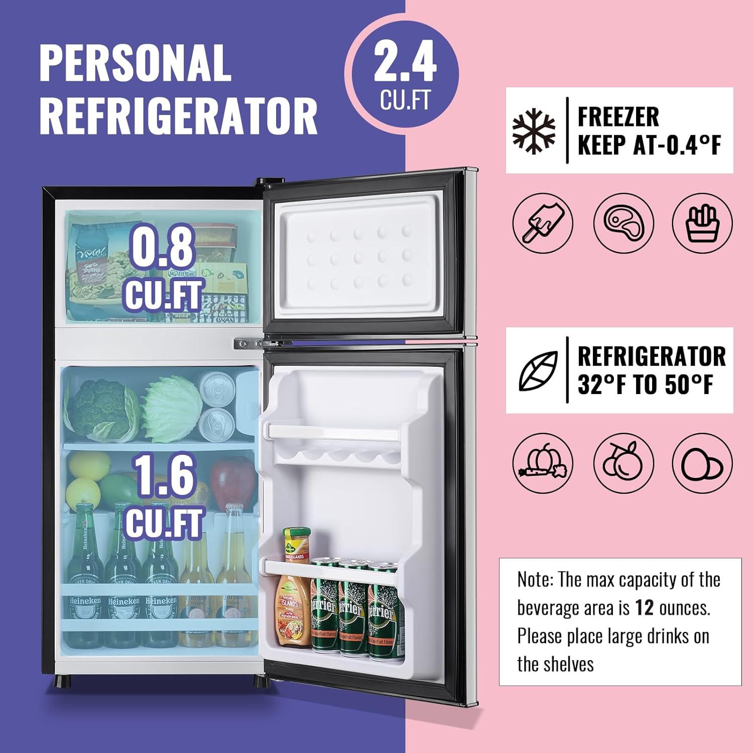 DEMULLER DEMULLER Arcticfresh Storage Suite 2.4 Cubic Feet Freestanding Mini Fridge with Freezer