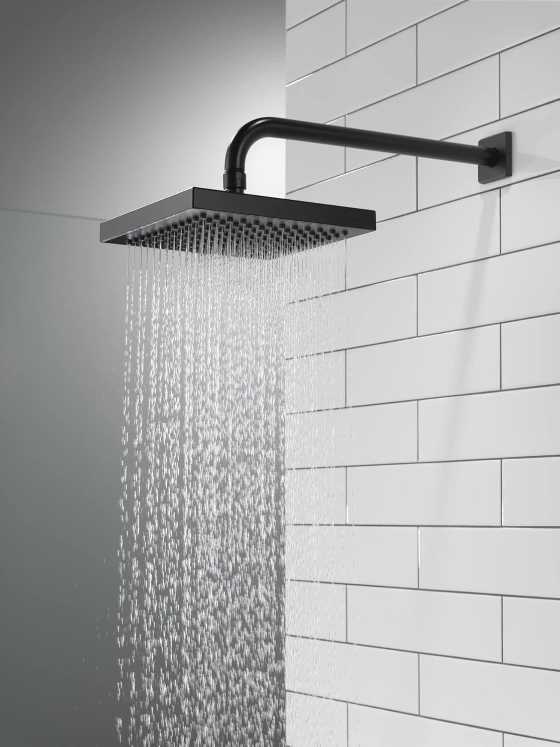 Universal Showering Components Square Single-Spray Rain Shower Head, Rainfall Shower Head 1.8 GPM