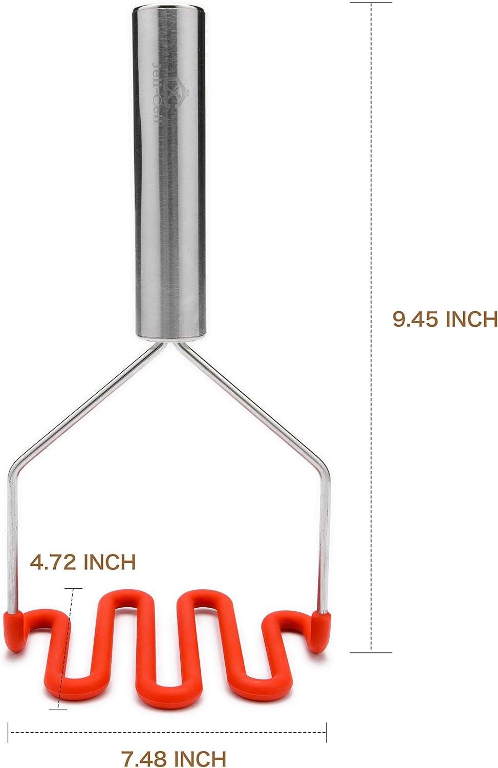 Bright Red Silicone Coated Stainless Steel Potato Masher