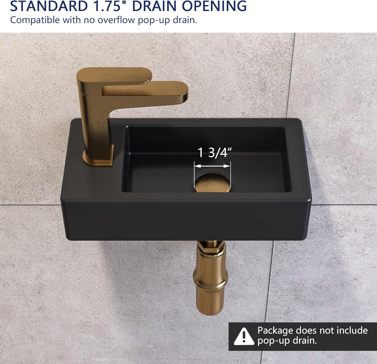 Liberty 14.57'' x 7'' Vitreous China Rectangular Wall Mount Bathroom Sink with Left Faucet Hole for Small Space