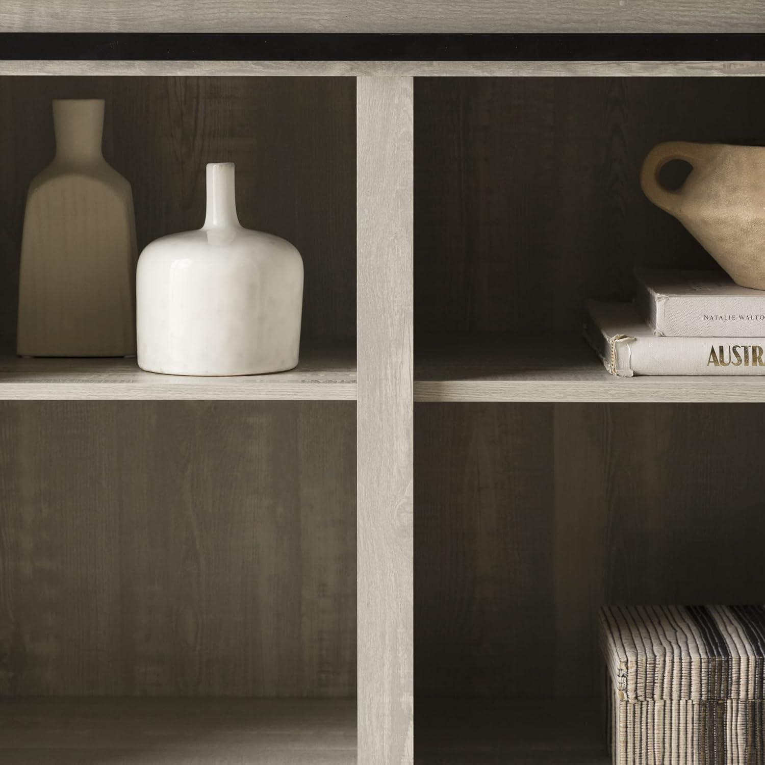 Walker Edison Sliding Farmhouse Barn Door TV Stand for TVs up to 65", Stone Grey