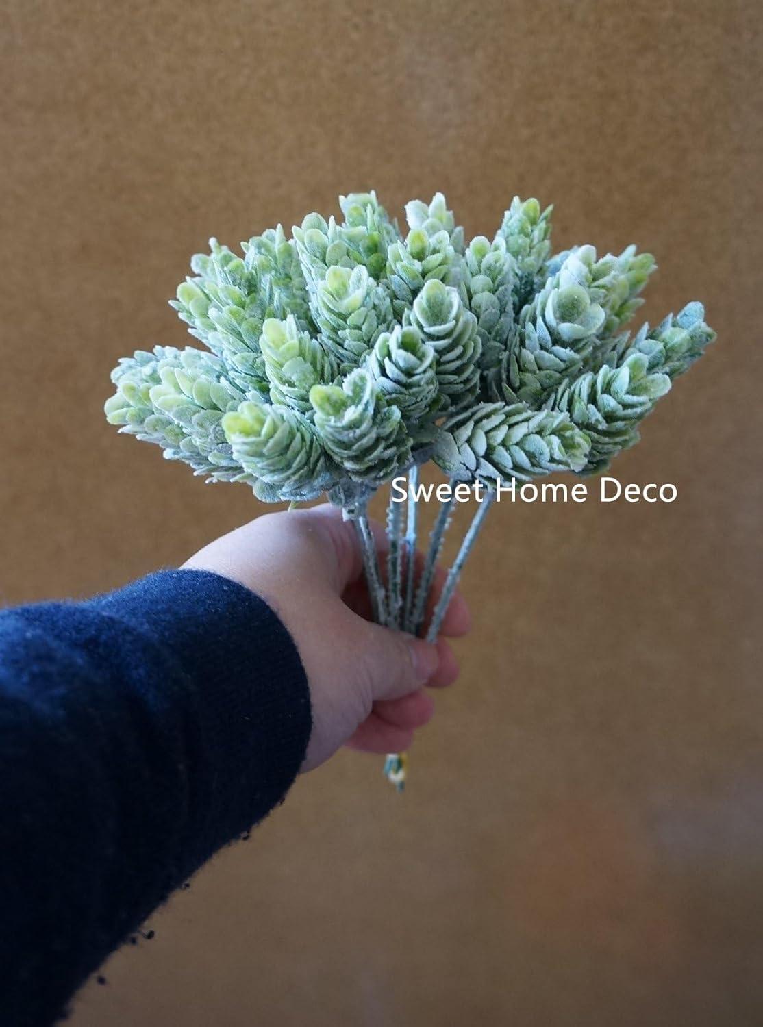 7'' Artificial Hops Greenery Craft Picks for Floral Designs (6 Picks) (Flocked Green)