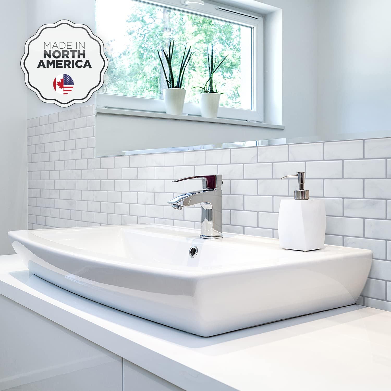 Smart Tiles - 3D Adhesive Peel and Stick Backsplash Tile, Gray & White - 10-Pack 10.95" x 9.7"