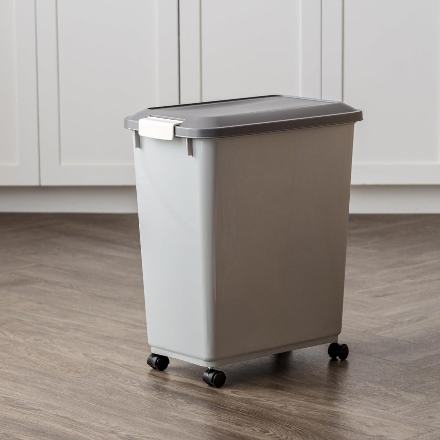 IRIS USA 40lbs Dog Food Storage Container with Wheels, 2-Cup Scoop, Gray/Dark Gray