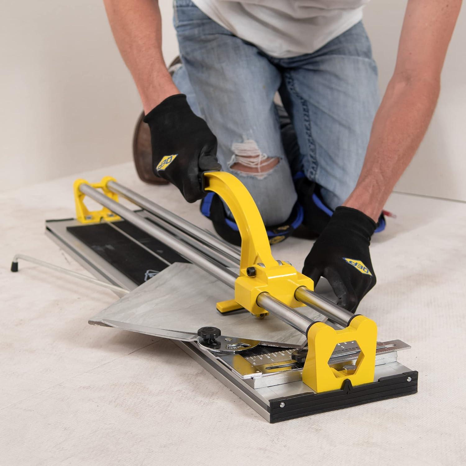 24-Inch Yellow Steel Manual Tile Cutter with Tungsten Carbide Wheel