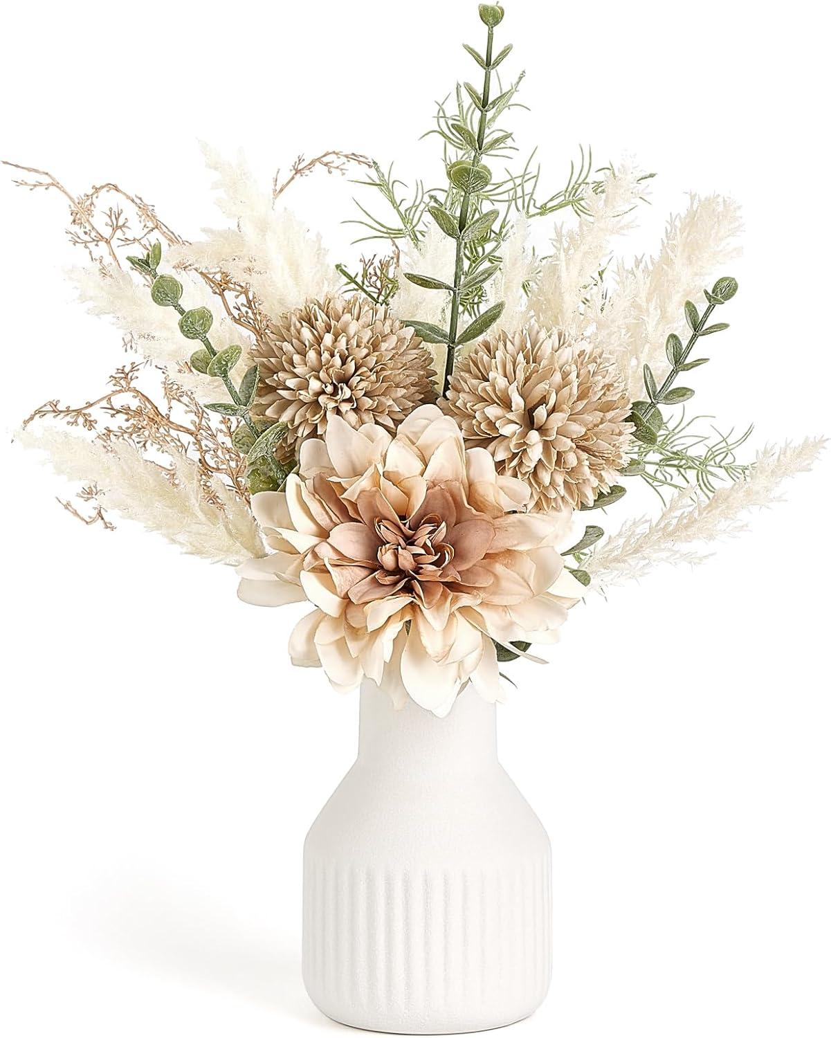 Astoria Grand Small Artificial Flowers In Ceramic Vase 13.5" Centerpieces Coffee Table Decor,