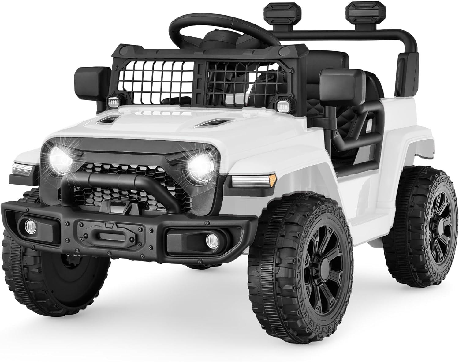 Best Choice Products 6V Kids Ride-On Truck Car w/ Parent Remote Control, 4-Wheel Suspension, LED Lights - White