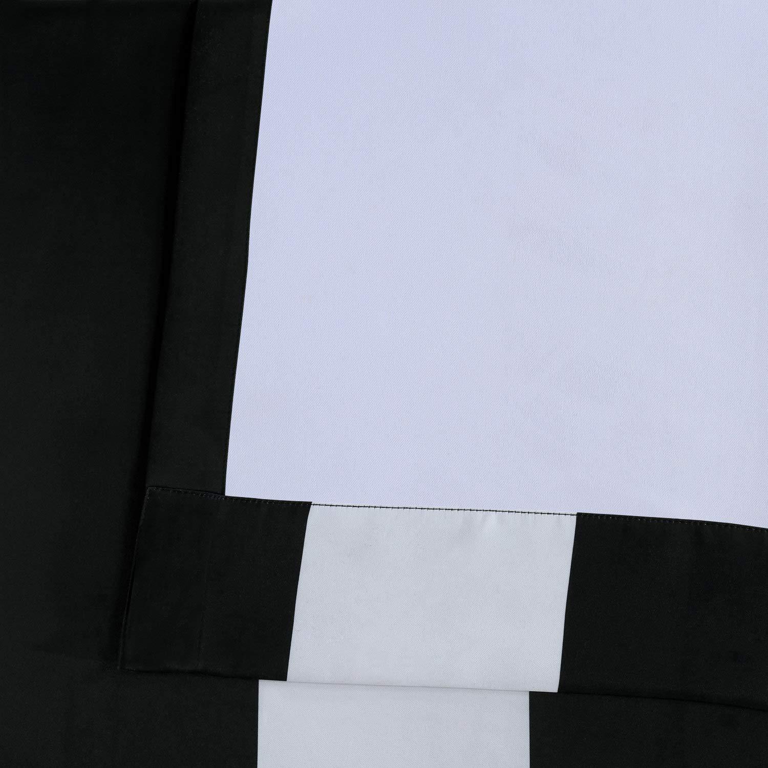 Awning Black & Fog White Stripe Blackout Room Darkening Curtain (1 Panel), Awning Black & Fog White, 50W X 108L