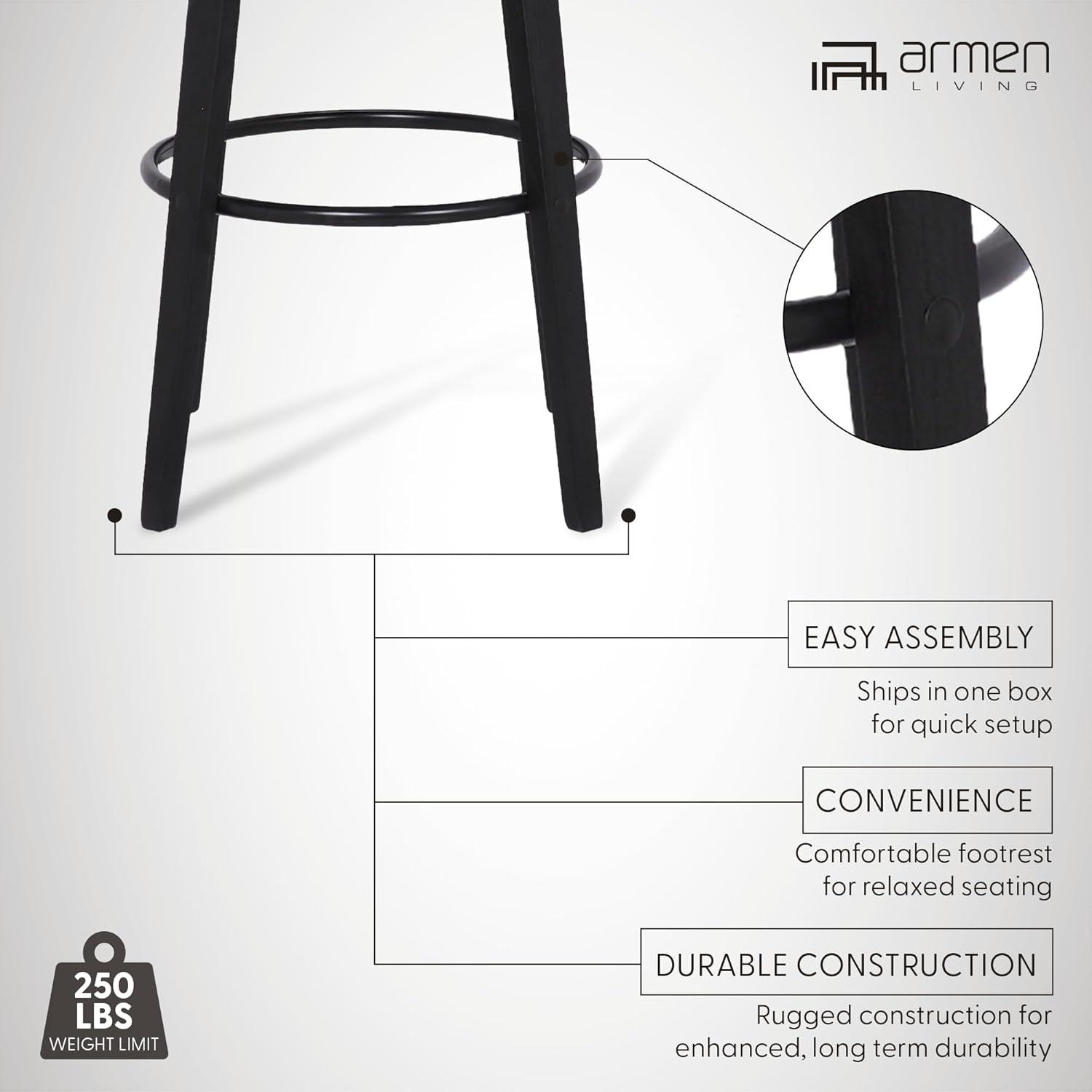 Shelly Contemporary Bar Stool Black/Gray - Armen Living