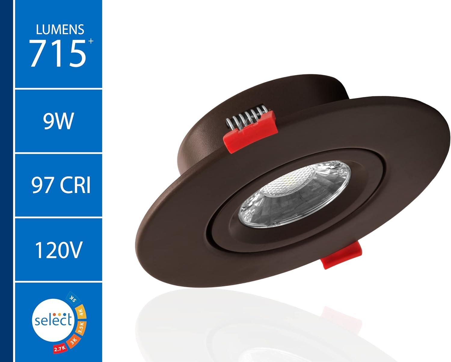 DGC43 4'' Selectable Color Temperature Dimmable Air-Tight IC Rated LED Canless Recessed Lighting Kit