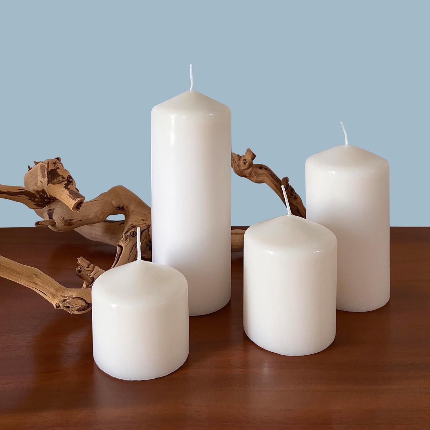 Stonebriar Collection Unscented White Pillar Candle, 3-Pack, 3” x 8", 80-Hour Burn Time