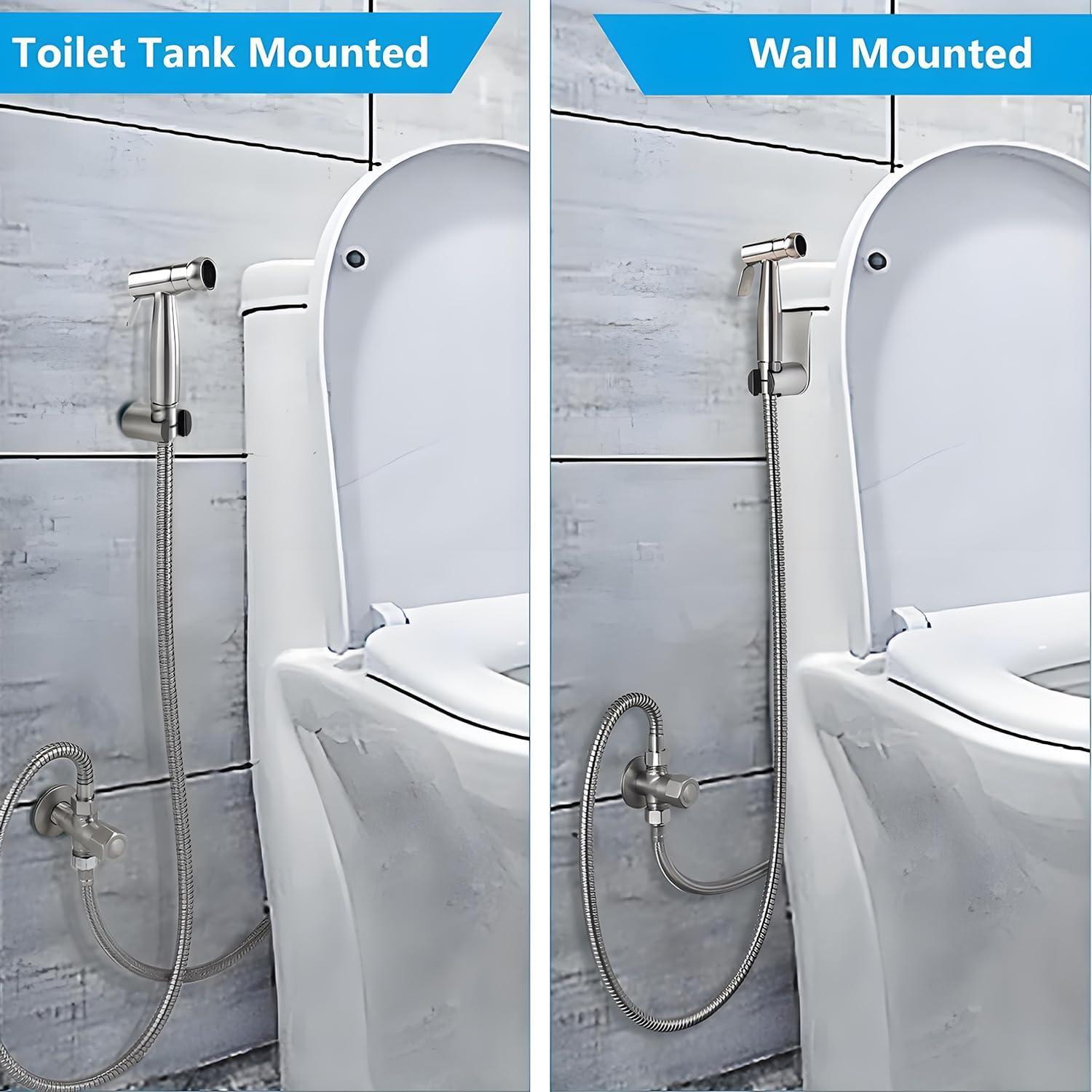 Handheld Bidet Sprayer for Toilet, Premium Stainless Steel Bathroom Bidet Sprayer Set with Anti-Leaking Hose & 2 Water Pressure, Ideal for Feminine Wash, Cloth Diaper Cleaning, Baby Wash & Pets Shower